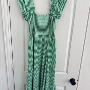 Vestique Green and White Striped Top